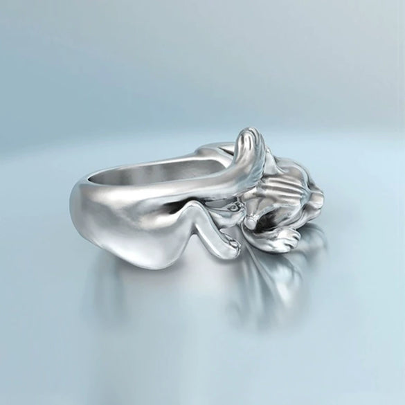 Ladies Copper Silverplated Kitten Ring Wholesale