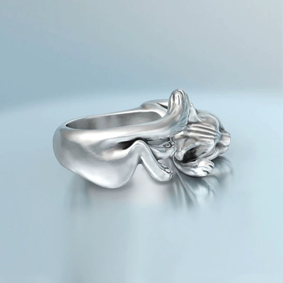 Ladies Copper Silverplated Kitten Ring Wholesale