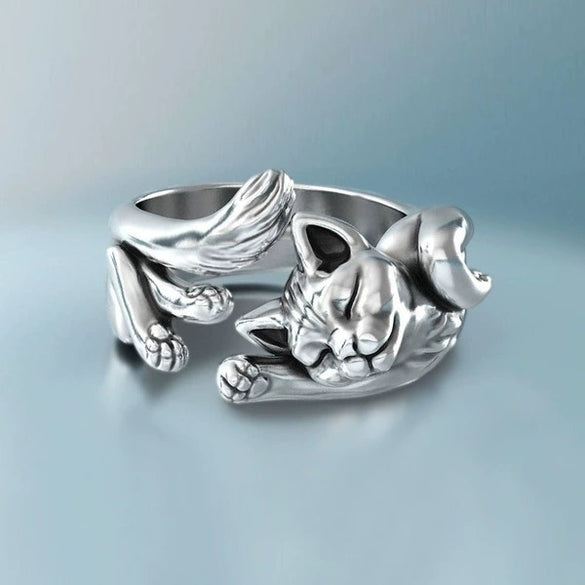 Ladies Copper Silverplated Kitten Ring Wholesale