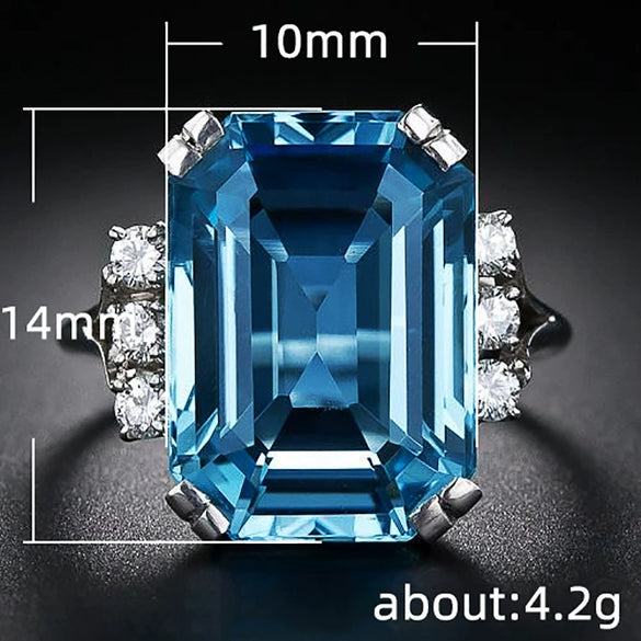 Ladies Copper Square Geometric Zircon Ring Jewelry