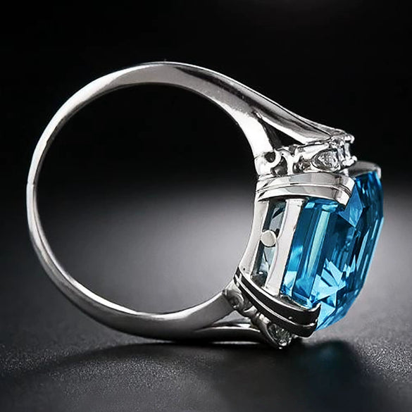 Ladies Copper Square Geometric Zircon Ring Jewelry