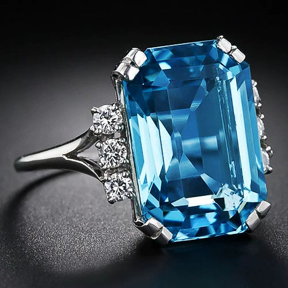 Ladies Copper Square Geometric Zircon Ring Jewelry