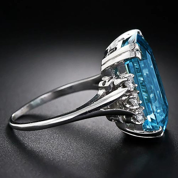 Ladies Copper Square Geometric Zircon Ring Jewelry