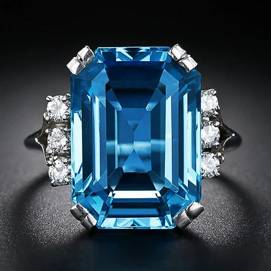 Ladies Copper Square Geometric Zircon Ring Jewelry
