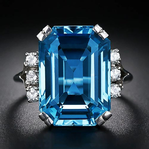 Ladies Copper Square Geometric Zircon Ring Jewelry