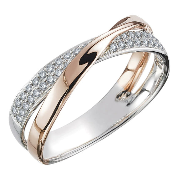 Ladies Copper Zircon Geometric X Shaped Ring Jewelry