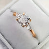 Ladies Copper Zircon Micro Inlay Four Claw Ring With Geometric Style