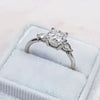 Ladies Copper Zircon Micro Inlay Four Claw Ring With Geometric Style