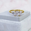Ladies Copper Zircon Micro Inlay Four Claw Ring With Geometric Style