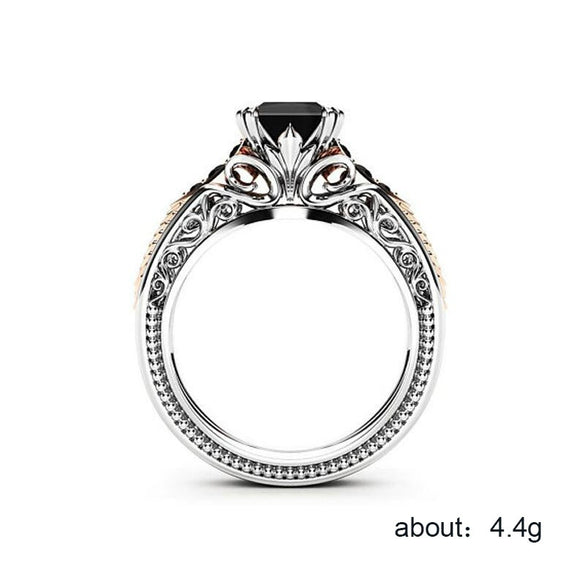 Ladies Copper Zircon Ring With Geometric Design And Exquisite Hollow Style