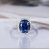 Ladies Copper Zircon Ring With Geometric Design And Sapphire Blue Color