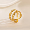 Ladies Doublelayer Stainless Steel Geometric Cross Open Ring 18K Goldplated