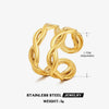 Ladies Doublelayer Stainless Steel Geometric Cross Open Ring 18K Goldplated