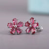 Ladies Earrings Copper Zircon Small Flower Style