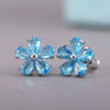 Ladies Earrings Copper Zircon Small Flower Style
