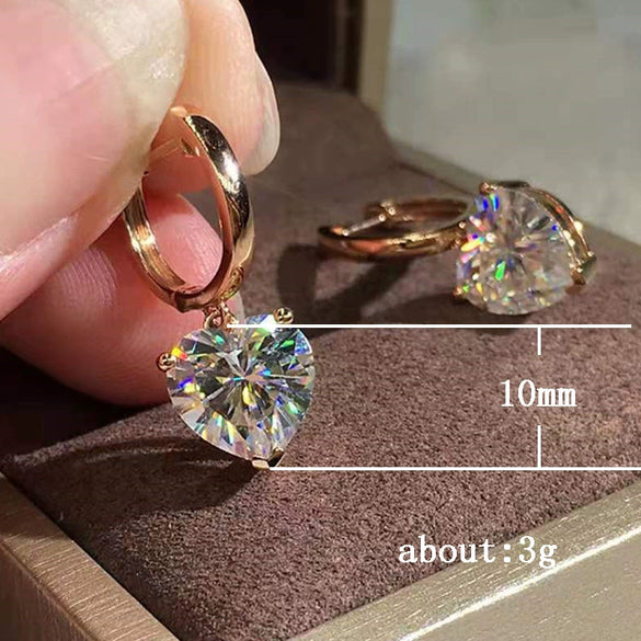 Ladies Earrings Luxury Fourclaw Inlaid Zircon Geometric Copper Ear Jewelry