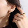 Ladies Earrings 316L Stainless Steel Geometric Electroplating