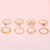Ladies Egg Shaped Round Joint Ring Set Made Of Resin And Alloy With Electroplating Design And Geometric Style For Wholesale