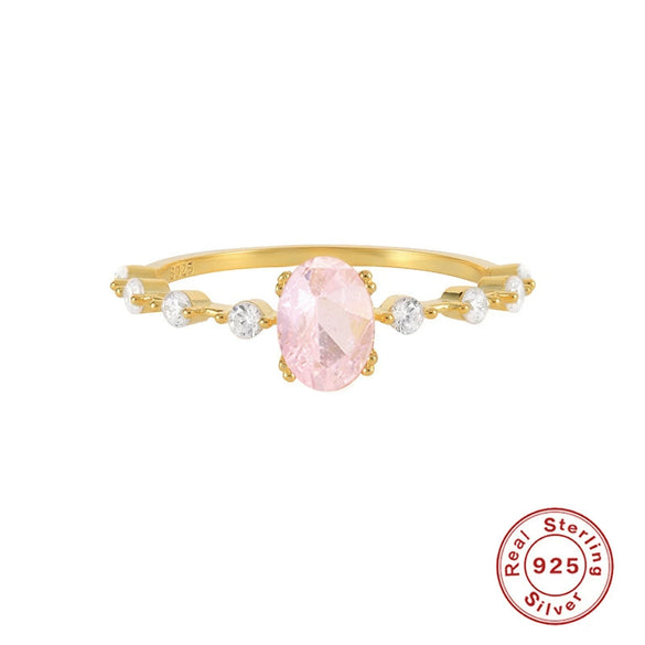 Ladies Egg Shaped S925 Sterling Silver Wedding Ring With Purple Gold Diamonds Colored Diamonds And Zirconia Geometric Pattern