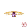 Ladies Egg Shaped S925 Sterling Silver Wedding Ring With Purple Gold Diamonds Colored Diamonds And Zirconia Geometric Pattern