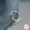 Ladies Egg Shaped S925 Sterling Silver Wedding Ring With Purple Gold Diamonds Colored Diamonds And Zirconia Geometric Pattern