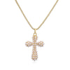 Ladies Elegant Copper Jewelry Inlaid With Pearls Featuring Cross Crown Roman Numerals Pattern For Earrings And Necklace