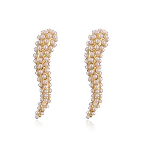 Ladies Elegant Copper Jewelry Inlaid With Pearls Featuring Cross Crown Roman Numerals Pattern For Earrings And Necklace