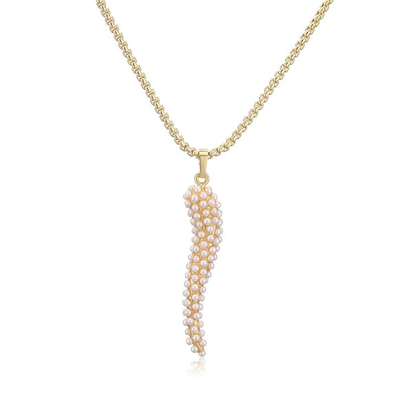 Ladies Elegant Copper Jewelry Inlaid With Pearls Featuring Cross Crown Roman Numerals Pattern For Earrings And Necklace