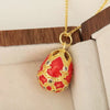 Ladies Elegant Retro Diamond Water Drop Hollow Egg Pendant Necklace Copper 18K Gold Plated Jewelry With Electroplating Dripping Oil