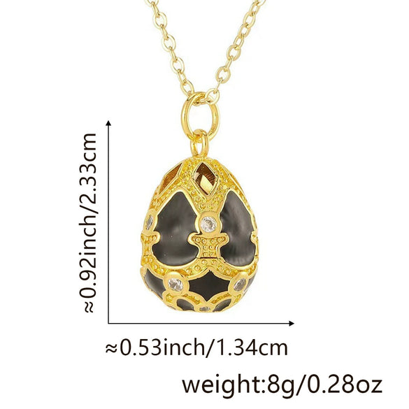 Ladies Elegant Retro Diamond Water Drop Hollow Egg Pendant Necklace Copper 18K Gold Plated Jewelry With Electroplating Dripping Oil