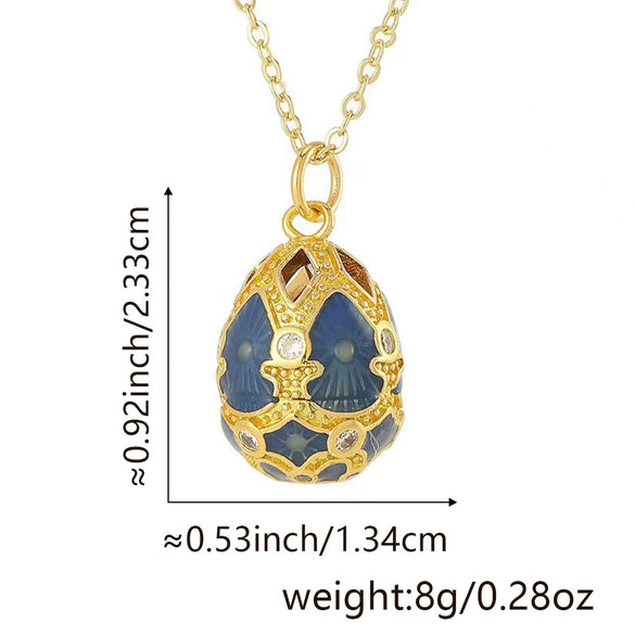 Ladies Elegant Retro Diamond Water Drop Hollow Egg Pendant Necklace Copper 18K Gold Plated Jewelry With Electroplating Dripping Oil