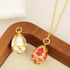 Ladies Elegant Retro Diamond Water Drop Hollow Egg Pendant Necklace Copper 18K Gold Plated Jewelry With Electroplating Dripping Oil