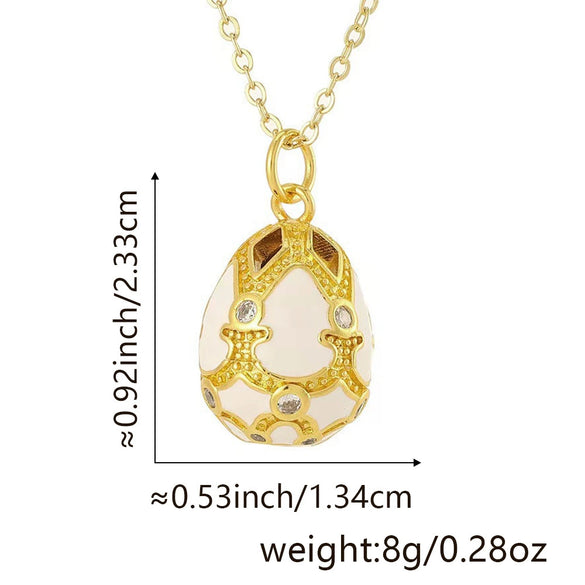 Ladies Elegant Retro Diamond Water Drop Hollow Egg Pendant Necklace Copper 18K Gold Plated Jewelry With Electroplating Dripping Oil