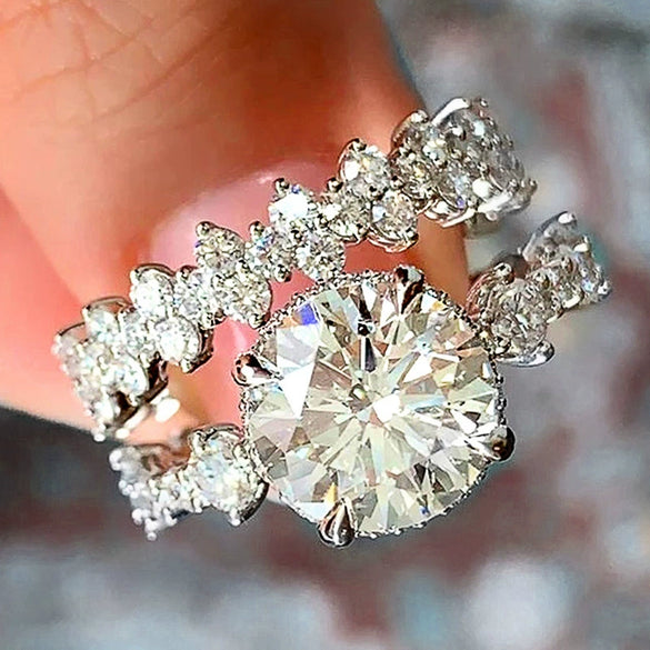 Ladies Engagement Ring Copper Zircon Geometric Style