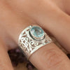 Ladies Fashion Alloy Ring With Flower Leaves Geometric Design And Zircon Treatment