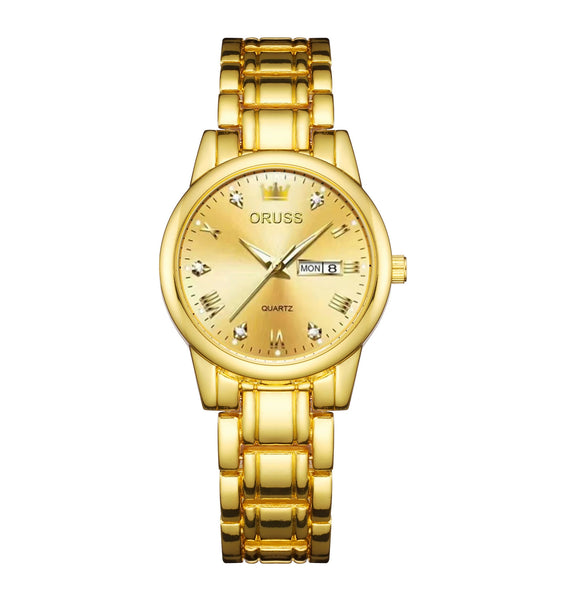 Ladies Fashion Business Diamond Waterproof Luminous Quartz Watch With Round Dial And Alloy Strap And Case