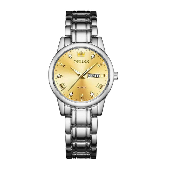 Ladies Fashion Business Diamond Waterproof Luminous Quartz Watch With Round Dial And Alloy Strap And Case