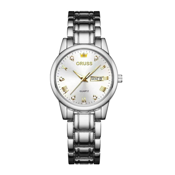 Ladies Fashion Business Diamond Waterproof Luminous Quartz Watch With Round Dial And Alloy Strap And Case