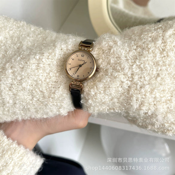 Ladies Fashion Digital Watch Belt Pu Strap Stainless Steel Buckle Alloy Case Round Dial Forest Style