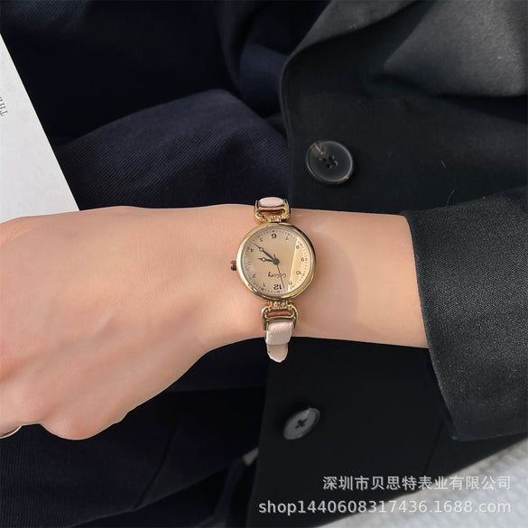 Ladies Fashion Digital Watch Belt Pu Strap Stainless Steel Buckle Alloy Case Round Dial Forest Style