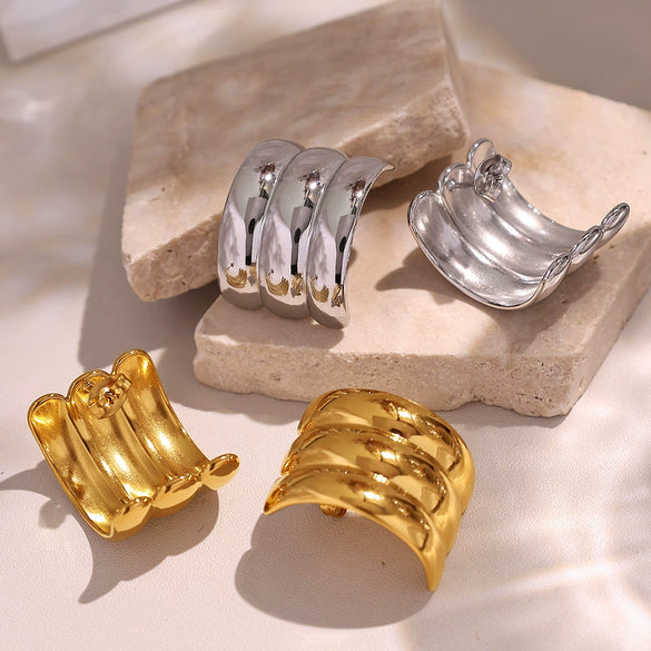 Ladies Fashion Exquisite 316L Stainless Steel Electroplated Earrings