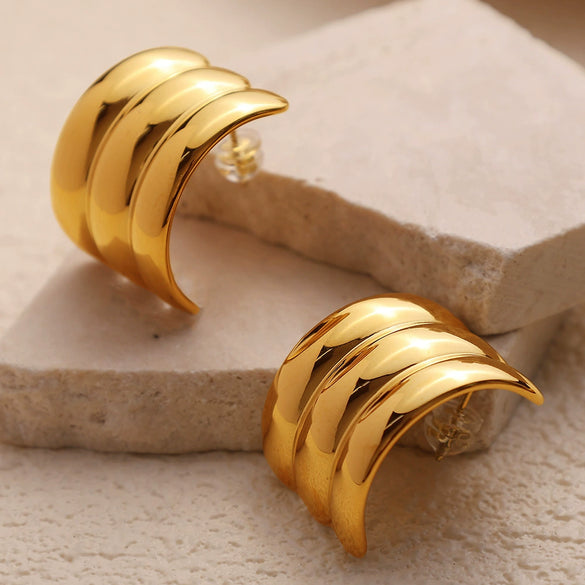 Ladies Fashion Exquisite 316L Stainless Steel Electroplated Earrings