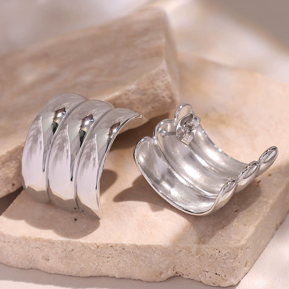 Ladies Fashion Exquisite 316L Stainless Steel Electroplated Earrings