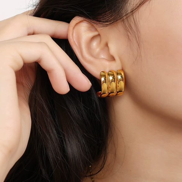 Ladies Fashion Exquisite 316L Stainless Steel Electroplated Earrings