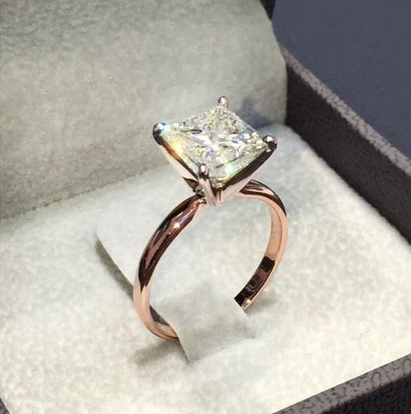 Ladies Fashion Geometric Copper Diamond Ring With Zircon