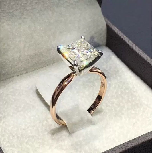 Ladies Fashion Geometric Copper Diamond Ring With Zircon