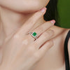 Ladies Fashion Geometric Cultivate Emerald S925 Silver Inlaid Ring