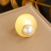 Ladies Fashion Geometric Simple Smooth Round Pearl Stainless Steel Gold Plated Opening Ring
