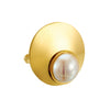 Ladies Fashion Geometric Simple Smooth Round Pearl Stainless Steel Gold Plated Opening Ring