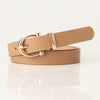 Ladies Fashion Imitation Leather Thin Belt With Electroplating For Jeans And Clothing Matching